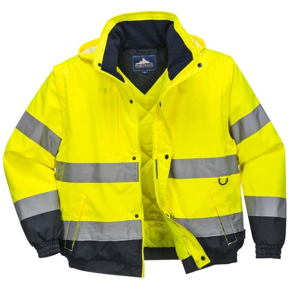 2-i-1 Hi-Vis Jakke - Gul 4XL