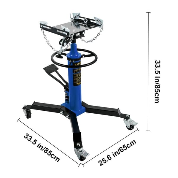 1100LBS Hydraulisk Transmission Jack - 85-170cm Løfteområde, 4 Drejelige Hjul & Hjælpering