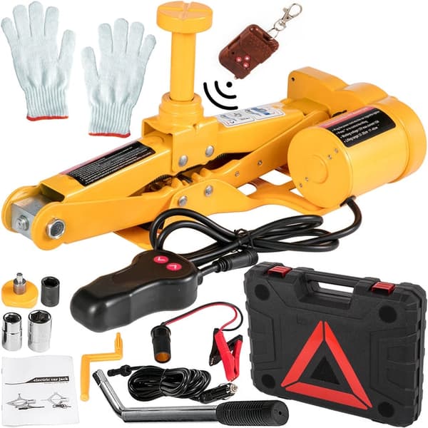 4-i-1 Elektrisk Bil Jack - 5 Ton Lyft, Impact Skiftnyckel, Däckkompressor & LED-ljus
