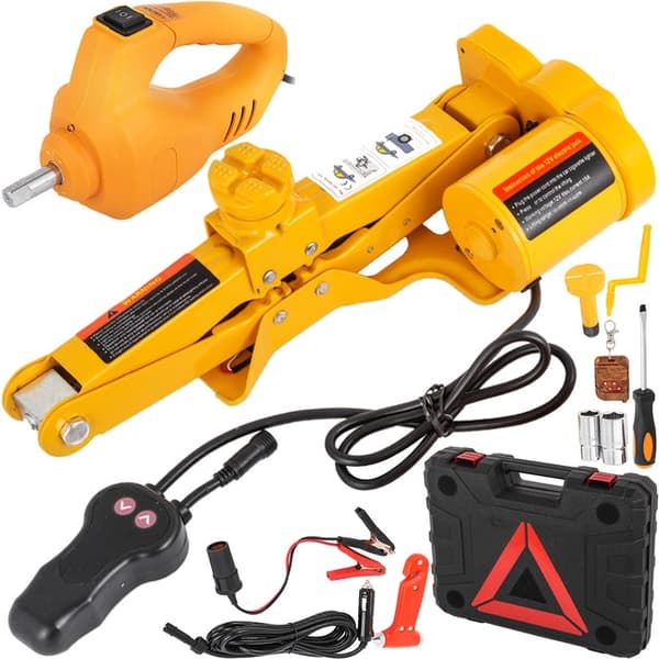 4-i-1 Elektrisk Bil Jack - 5 Ton Lyft, Impact Skiftnyckel, Däckkompressor & LED-ljus