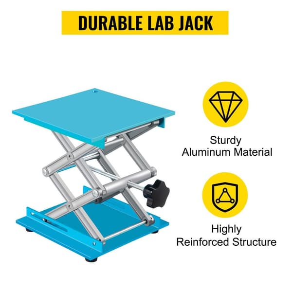20,3 x 20,3 cm 40 kg kapacitet laboratorielyftbord i aluminium, stor belastning, justerbar höjd, bra stabilitet