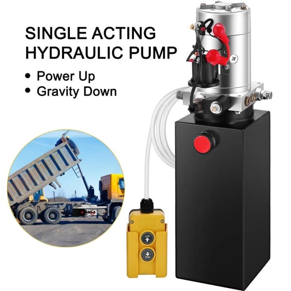 3,8L DC 12V enkelverkande hydraulpump, bil domkraft hydraulpump, snabbstart och lyft, lätt att installera och använda, bred applikation