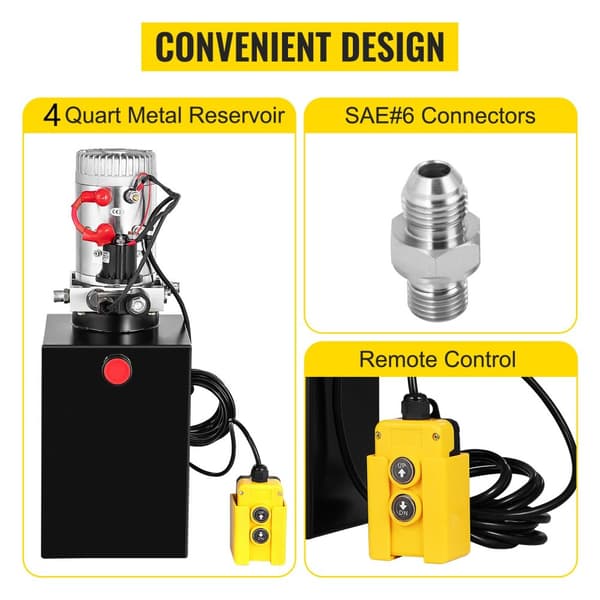 3,8L DC 12V enkelverkande hydraulpump, bil domkraft hydraulpump, snabbstart och lyft, lätt att installera och använda, bred applikation