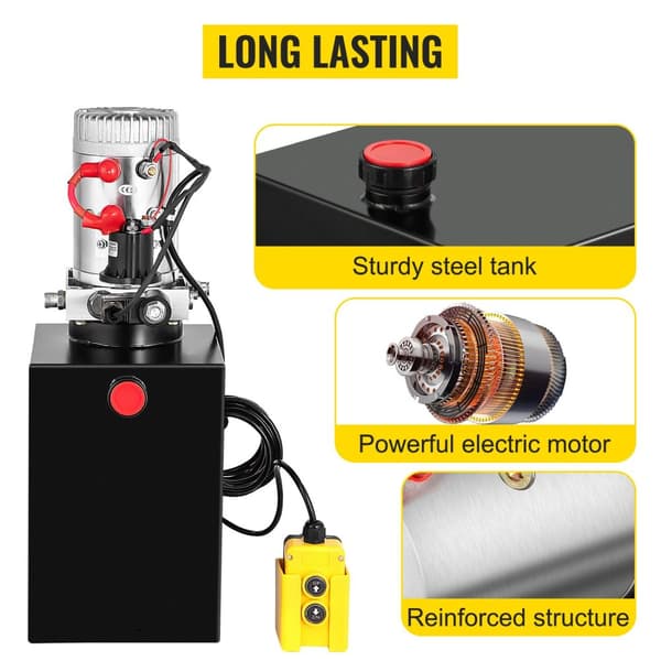 3,8L DC 12V enkelverkande hydraulpump, bil domkraft hydraulpump, snabbstart och lyft, lätt att installera och använda, bred applikation