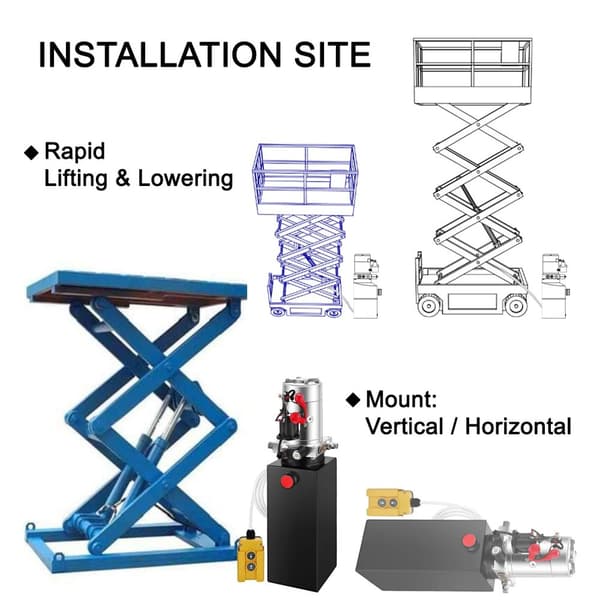 3,8L DC 12V enkelverkande hydraulpump, bil domkraft hydraulpump, snabbstart och lyft, lätt att installera och använda, bred applikation