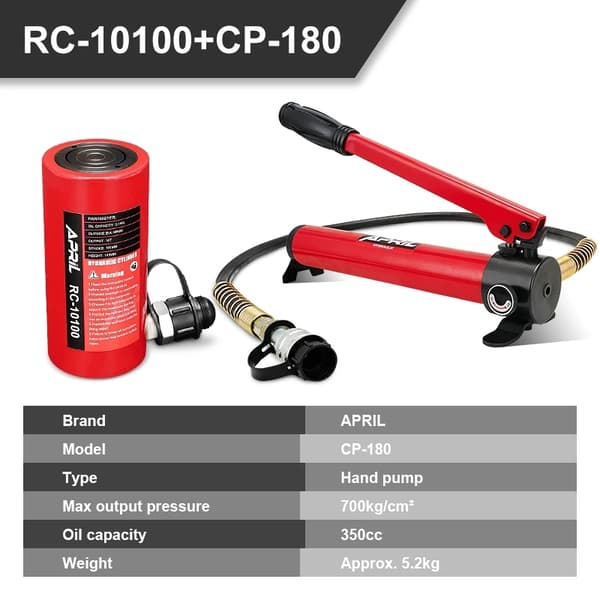 Hydraulisk Jack System, 700kg/cm² Maks Tryk, 350cc Oliekapacitet,RC-10100 med CP-180