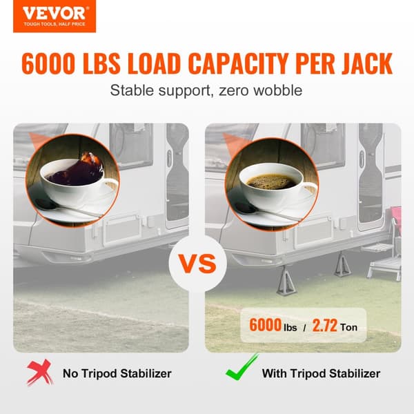 RV Stabiliser Jacks, 6000 lbs Kapacitet, Højde Justerbar, Letvægts Design