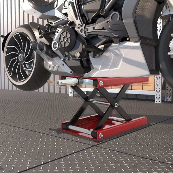 Motorcykellyft, tungt design, justerbar höjd, metallkonstruktion