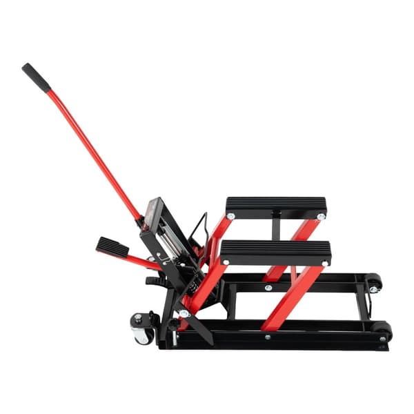 Motorcykel Hydraulisk Lift, Høj Belastningskapacitet, Ergonomisk Håndtag,Sort Rød