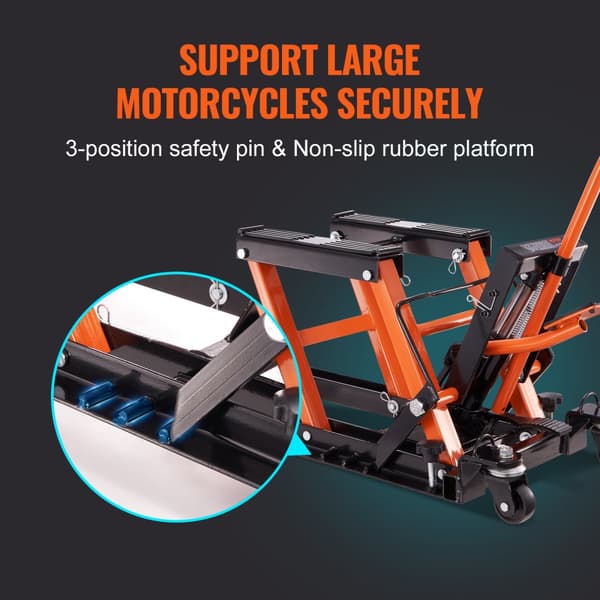 VEVOR Hydraulisk Motorcykel Jack Stand, 1500 lbs Kapacitet, 4,7" til 15" Løfteområde,1500 LBS