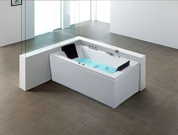Bubbelbadkar Vit Akryl 183 x 90 cm Höger Massagestrålar Nackstöd LED-lampor