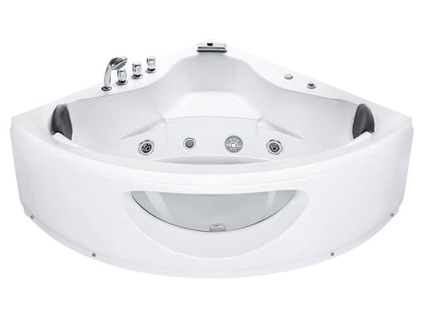 Hörnbubbelbad Vit Sanitetsakryl med LED-lampor 10 Massagestrålar 190 x 138 cm Modern stil