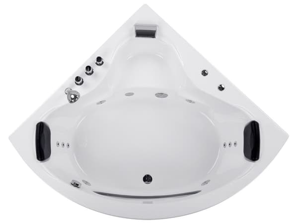 Hörnbubbelbad Vit Sanitetsakryl med LED-lampor 10 Massagestrålar 190 x 138 cm Modern stil