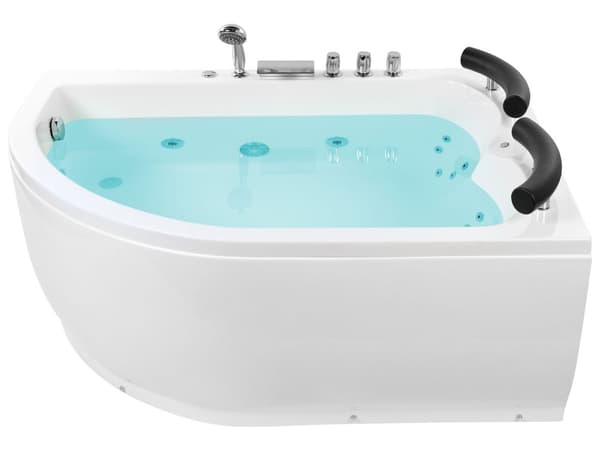 Bubbelbad Vit Sanitär Akryl LED-lights Kurvad Höger Dubbel 158 x 113 cm