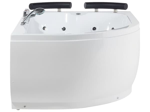 Bubbelbad Vit Sanitär Akryl LED-lights Kurvad Höger Dubbel 158 x 113 cm