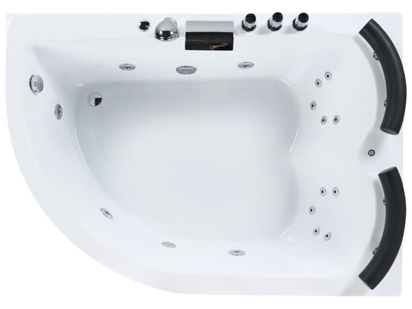 Bubbelbad Vit Sanitär Akryl LED-lights Kurvad Höger Dubbel 158 x 113 cm