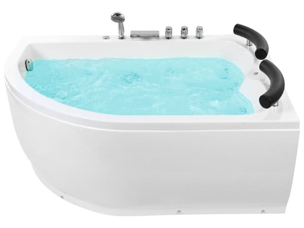 Bubbelbad Vit Sanitär Akryl LED-lights Kurvad Höger Dubbel 158 x 113 cm