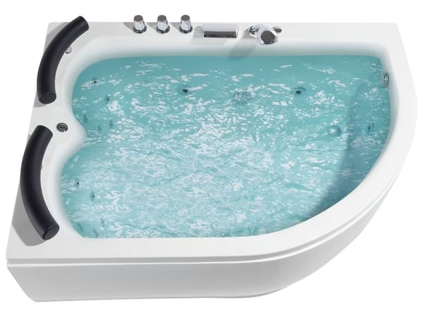 Bubbelbad Vit Sanitär Akryl LED-lights Kurvad Höger Dubbel 158 x 113 cm