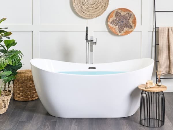 Badkar Vit med Silver Sanitär Akryl 170 cm Fristående Modern