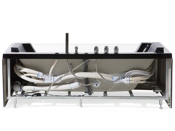 Badkar med massagepunkter Svart Silver med LED Sanitär Akryl och Glas Enkel 174 x 79 cm