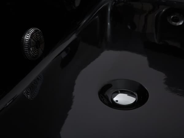 Bubbelbadkar Svart Akryl 183 x 90 cm Höger Massagestrålar Nackstöd LED-lampor