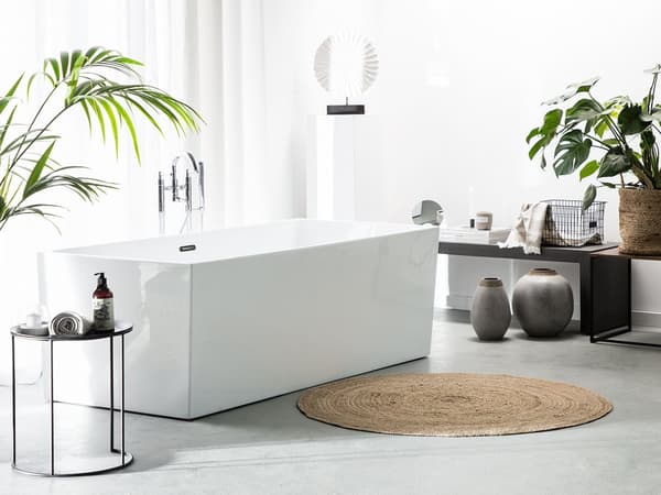Fristående Badkar Vit Sanitär Akryl Enkel 170 x 76 cm Rektangulär Modern Stil