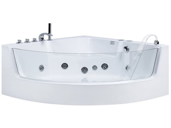 Hörnbubbelbadkar Vit Sanitär Akryl med LED 4 Jets Modern stil