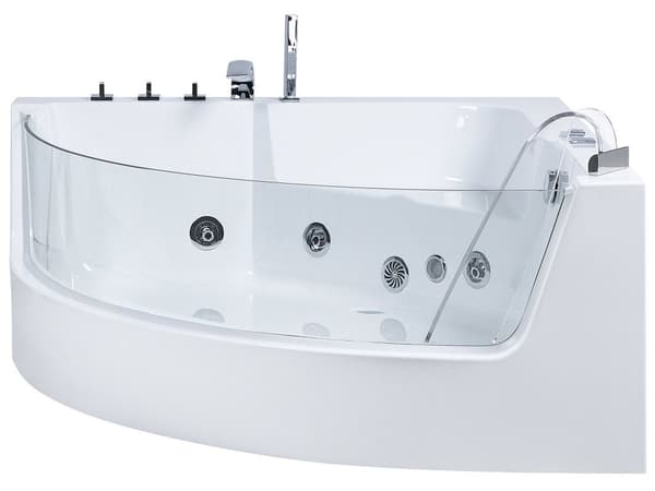 Hörnbubbelbadkar Vit Sanitär Akryl med LED 4 Jets Modern stil