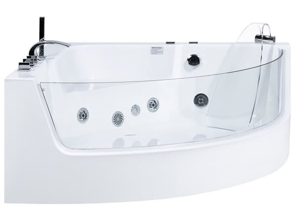 Hörnbubbelbadkar Vit Sanitär Akryl med LED 4 Jets Modern stil