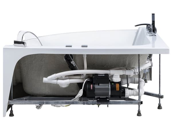 Hörnbubbelbadkar Vit Sanitär Akryl med LED 4 Jets Modern stil