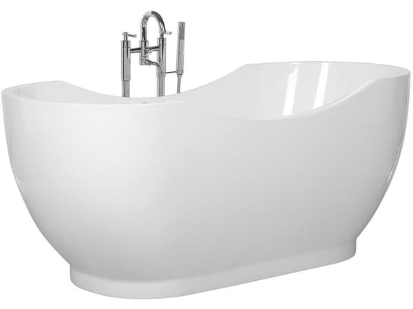 Badkar Vit Silver Akryl 170 cm Modern Oval Hållbar Fristående