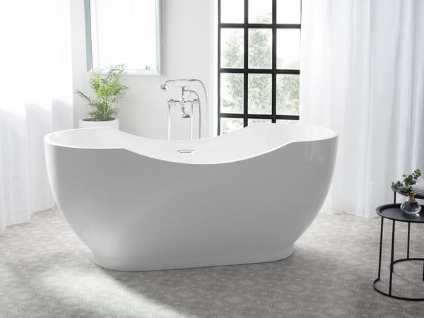 Badkar Vit Silver Akryl 170 cm Modern Oval Hållbar Fristående