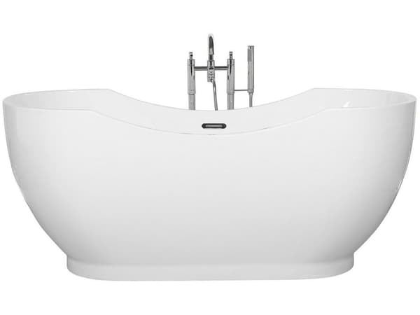 Badkar Vit Silver Akryl 170 cm Modern Oval Hållbar Fristående
