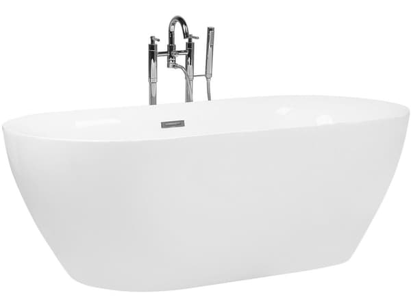 Badkar Vit Silver Akryl 170 cm Modern Oval Fristående Slitstark