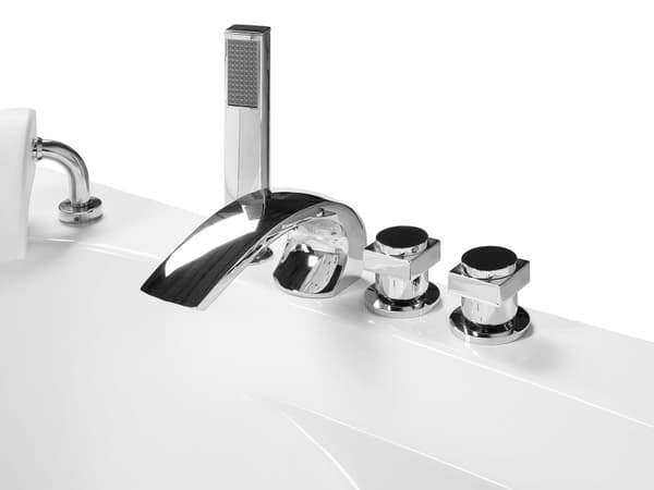Hörnbubbelbadkar vit sanitär akryl med LED-massagestrålar 187 x 136 cm Modern design