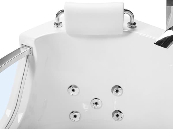 Hörnbubbelbadkar vit sanitär akryl med LED-massagestrålar 187 x 136 cm Modern design