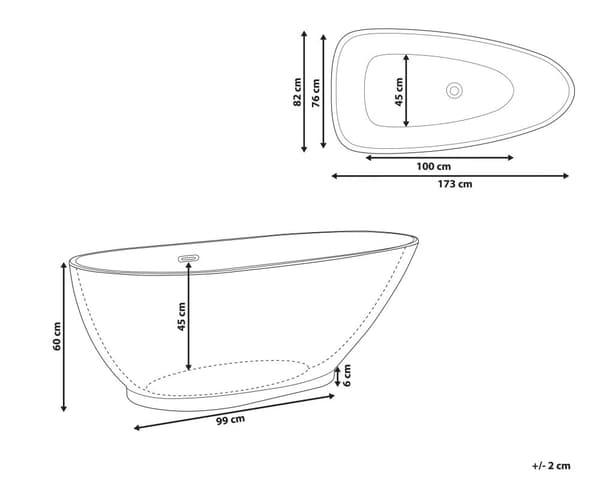Fristående Badkar Röd Sanitär Akryl Enkel 173 x 82 cm Oval Modern Design