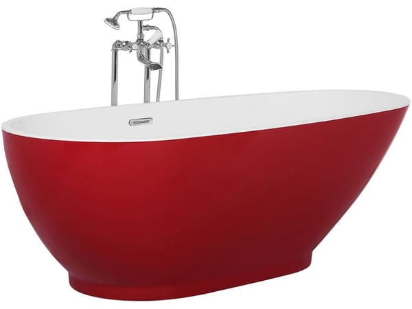 Fristående Badkar Röd Sanitär Akryl Enkel 173 x 82 cm Oval Modern Design