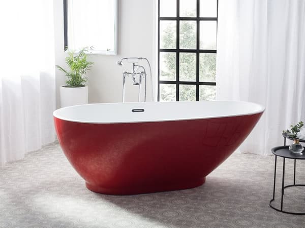 Fristående Badkar Röd Sanitär Akryl Enkel 173 x 82 cm Oval Modern Design