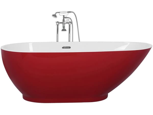 Fristående Badkar Röd Sanitär Akryl Enkel 173 x 82 cm Oval Modern Design