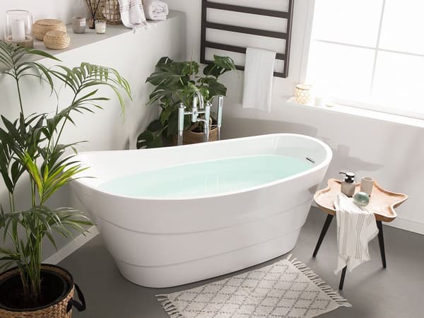 Badkar Vit Akryl 170 cm Modern Oval Minimalistisk Fristående