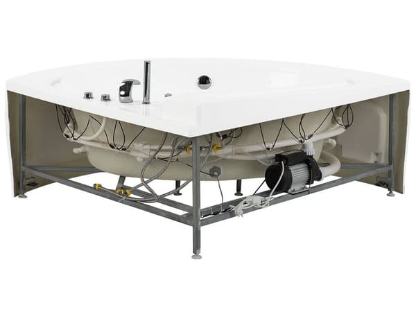 Whirlpool Bath White Sanitary Acrylic LED Illumination Double 206 x 164 cm Oval Modern Design