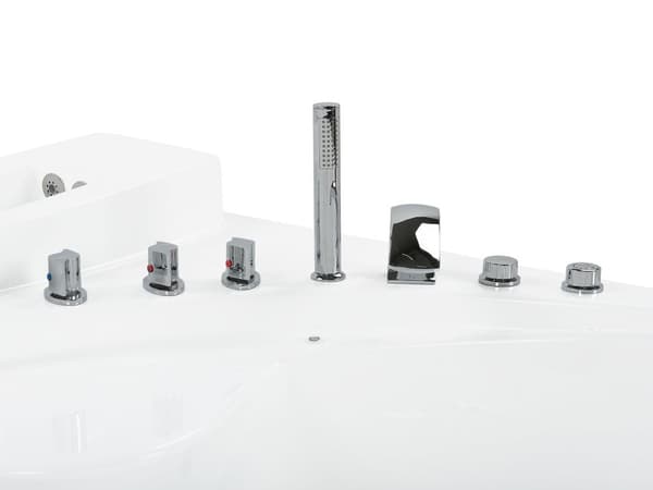 Whirlpool Bath White Sanitary Acrylic LED Illumination Double 206 x 164 cm Oval Modern Design