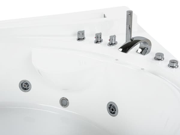Whirlpool Bath White Sanitary Acrylic LED Illumination Double 206 x 164 cm Oval Modern Design
