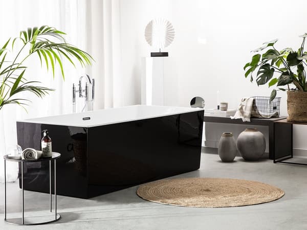 Fristående Badkar Svart Sanitär Akryl Enkel 170 x 76 cm Rektangulär Modern Stil
