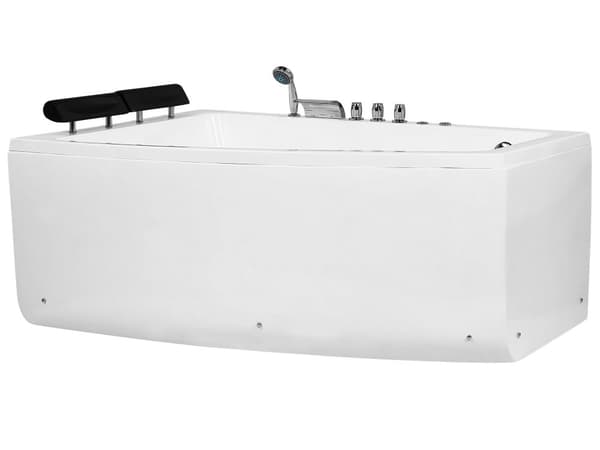 Bubbelpool Hörnbadkar Vit akryl 182 x 121 cm Höger Badkar med nackstöd