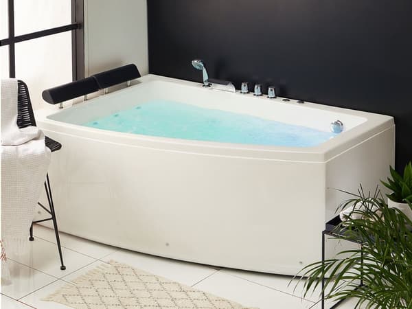 Bubbelpool Hörnbadkar Vit akryl 182 x 121 cm Höger Badkar med nackstöd