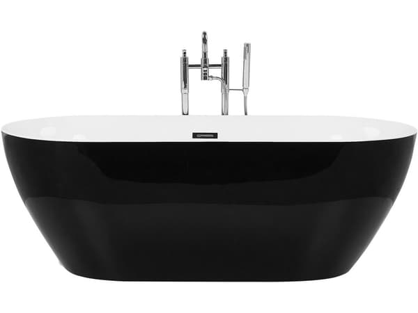 Badkar Svart Silver Akryl 170 cm Modern Oval Fristående Slitstark