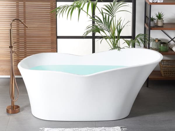 Fristående badkar Blank Svart Sanitetsakryl 170 x 80 cm Elegant Ovalt Minimalistisk design