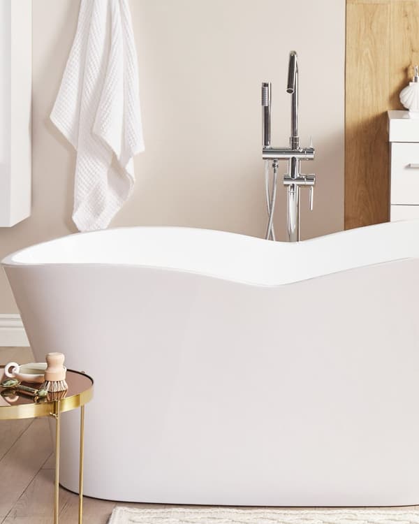 Fristående badkar Blank Svart Sanitetsakryl 170 x 80 cm Elegant Ovalt Minimalistisk design